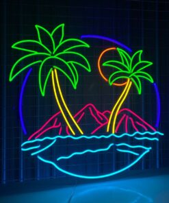 Tropical Palm Tree Mountain Neon Sign